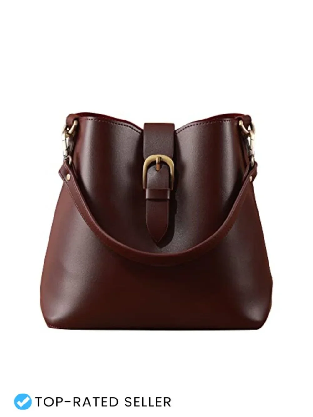 Vegan Leather Hobo Bucket Bag with Adjustable Crossbody Strap, Removable Pouch,